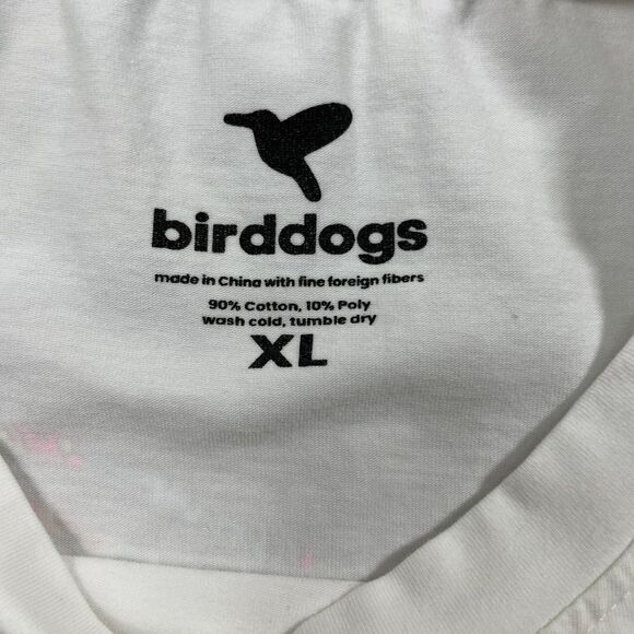 Birdogs XL White Crew Neck T Shirt Short Sleeve Cotton Polyester - Picture 4 of 5